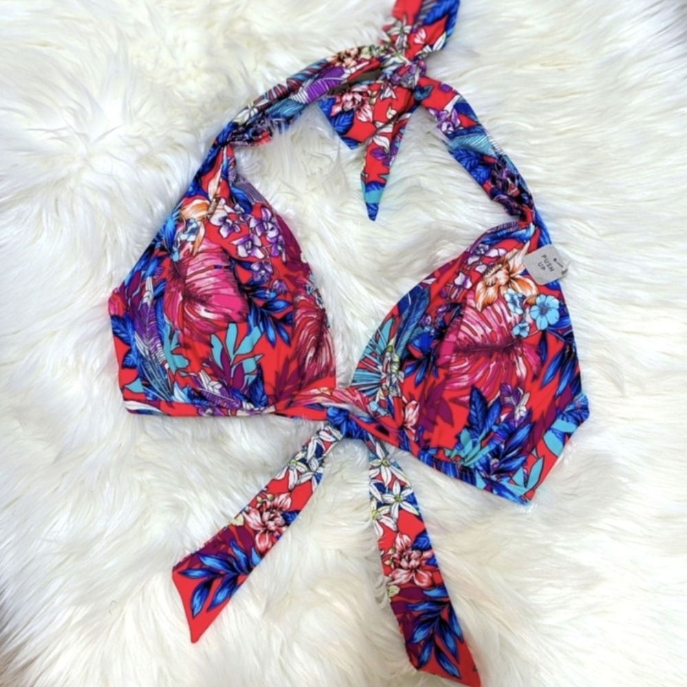 NWT Kenneth Cole Tropical Floral Push Up Bikini Top 34B/C